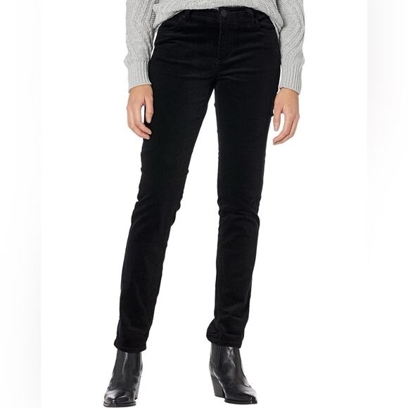 Kut from the Kloth Catherine Boyfriend Jeans Corduroy Pants Black NWT Size 0 - Picture 1 of 9